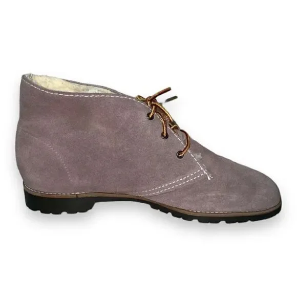 Wimzees Suede/Shearling Chukka Boots Brown Made in USA Women's 10 - Picture 6 of 9